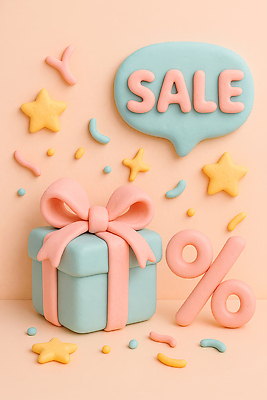 JPG 편집이미지 디자인 기념일 표지 컬러 선물 장식 상자 세일 축하 모던 그림 소재 점토 수공예 편집3D AI컴퓨터그래픽 AI콘텐츠 컨셉 이벤트 3D 공예 파일형식