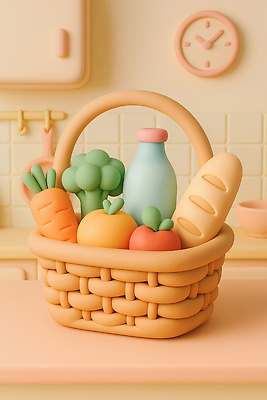 JPG 무료이미지 편집이미지 빵 채소 과일 재료 따뜻함 건강 요리 바구니 주방 우유 신선 편안함 색감 편집3D AI컴퓨터그래픽 AI콘텐츠 음식 유제품 3D 감각 파일형식