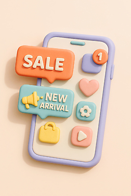 JPG 편집이미지 캐릭터 디자인 컬러 모바일 새로움 그래픽 세일 스크린 메시지 어플리케이션 도착 전화기 알림 구성 편집3D AI컴퓨터그래픽 AI콘텐츠 컨셉 3D 파일형식