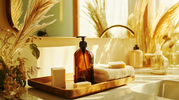 JPG 식물 편집이미지 디자인 탁자 목재 인테리어 수건 화장품 욕실 고급 편안함 세면대 뿌리 세안용품 편집실사 AI포토 AI콘텐츠 나무 가구 생활용품 컨셉 재료 위생용품 뷰티 감각 CG 파일형식