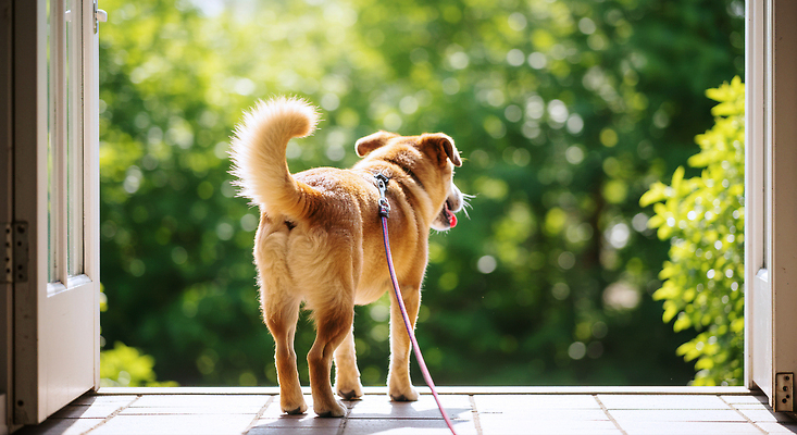 JPG 동물 편집이미지 행복 반려견 자연 바람 뒷모습 초록색 여름 햇빛 문 정원 산책 기쁨 시간 강아지 편집실사 AI포토 AI콘텐츠 자연요소 계절 감정 뷰포인트 컬러 날씨 휴식 반려동물 태양 개 CG 생태계 파일형식