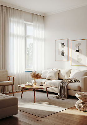 JPG 편집이미지 거실 휴식 조명 주택 장식 인테리어 소파 공간 커튼 편안함 질감 편집실사 AI포토 AI콘텐츠 디자인 컨셉 의자 건물 감각 CG 파일형식