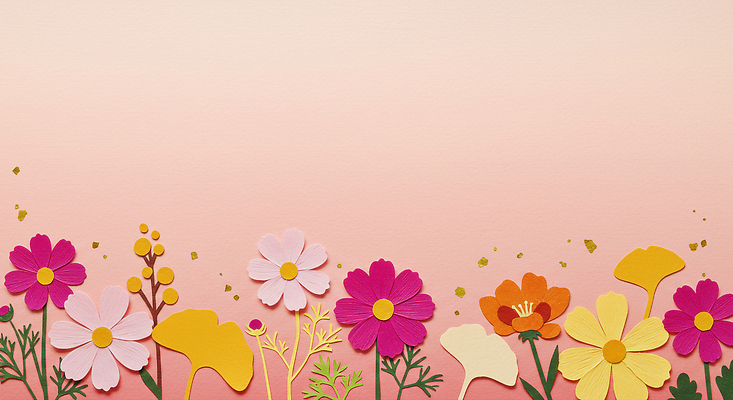 JPG 모양 편집이미지 디자인 꽃 종이 예술 분홍색 컬러 백그라운드 자연 장식 오브젝트 코스모스 조화 창의성 편집실사 AI포토 AI콘텐츠 식물 CG 생태계 파일형식