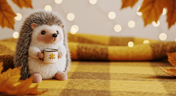 JPG 편집이미지 단풍 조명 인테리어 가을 저녁 커피잔 담요 오브젝트 고슴도치 편집실사 AI포토 AI콘텐츠 디자인 계절 커피 잎 포유류 잔 야간 CG 파일형식