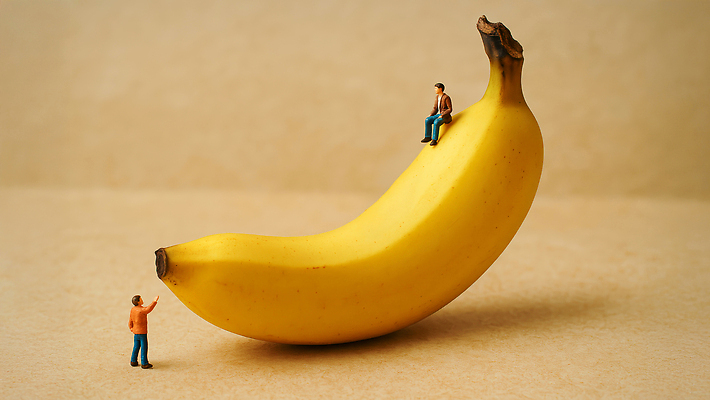 JPG 편집이미지 예술 음식 인형 놀이 바나나 일상 장난감 미니어처 유머 즐거움 비율 창의성 상호작용 편집실사 AI포토 AI콘텐츠 감정 과일 라이프 모형 CG 파일형식