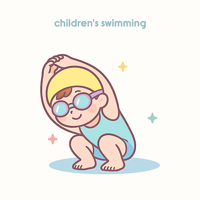 모자 수영복 어린이 일러스트 모션 수영장 물 여름 운동 수영 즐거움 준비 놀기 인내 국내일러스트 AI파일 자연요소 잡화 옷 계절 감정 건강 사람 수상스포츠 파일형식 벡터
