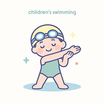 어린이교육 교육 수영복 어린이 일러스트 모션 건강 안전 물 여름 운동 귀여움 수영 스트레칭 즐거움 준비 놀기 국내일러스트 AI파일 자연요소 옷 계절 감정 컨셉 사람 수상스포츠 파일형식 벡터