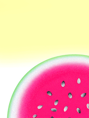 JPG 디자인 예술 백그라운드 과일 일러스트 자연 수박 밝음 풍경 빨간색 초록색 여름 감각 시원함 즐거움 준비 색감 창의성 국내일러스트 AI일러스트 AI콘텐츠 계절 감정 컬러 생태계 파일형식