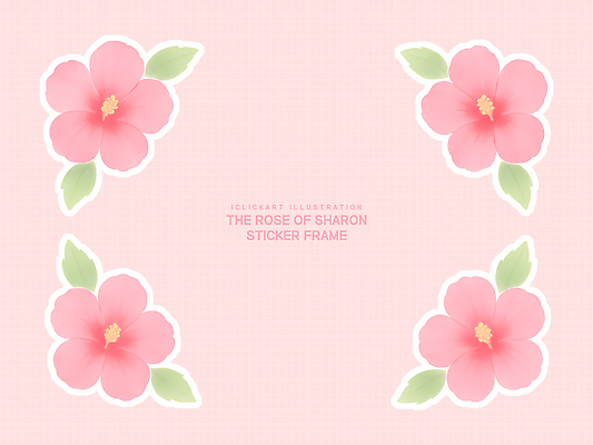 PSD 편집 디자인 꽃 예술 분홍색 컬러 백그라운드 스티커 일러스트 프레임 그래픽 장식 장미 귀여움 인쇄 소프트 디지털아트 국내일러스트 식물 컨셉 파일형식
