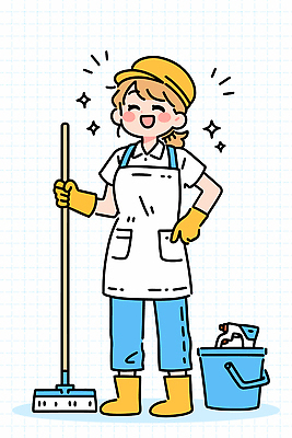 여자 행복 감정 장갑 가사 일러스트 표정 관리 웃음 깨끗함 도구 작업 분위기 청소도구 청소 준비 긍정적 청소업체 국내일러스트 AI파일 잡화 컨셉 사람 파일형식 벡터