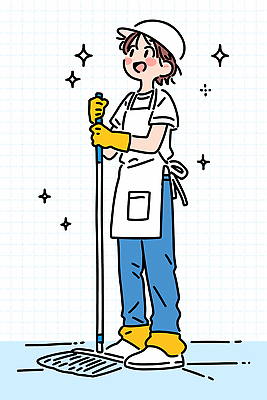 행복 감정 가사 일러스트 표정 환경 주방 청결 기쁨 작업 마루 청소도구 청소 정리 스토리 긍정적 물청소 국내일러스트 AI파일 바닥 도구 위생 파일형식 벡터