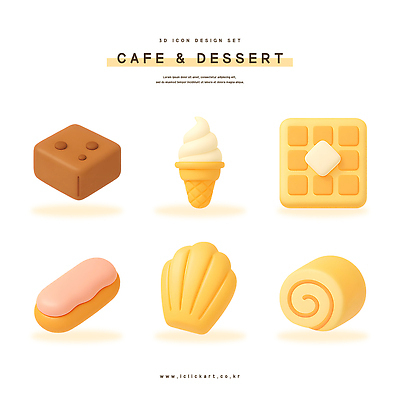 PSD 편집이미지 디자인 음식 아이스크림 디저트 3D 쿠키 초콜릿 카페 달콤 와플 페스츄리 스타일 맛있는 편집3D 빵 상점 맛 디지털합성 파일형식
