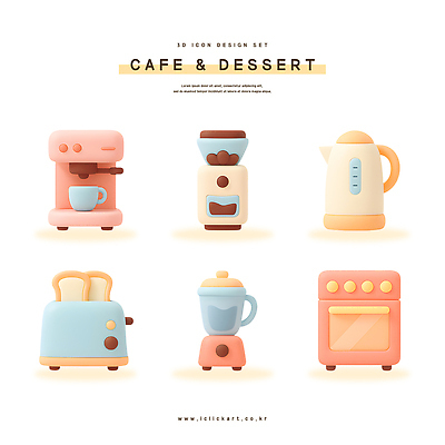 PSD 편집이미지 디자인 커피 컬러 디저트 세트 카페 가전제품 커피메이커 믹서 부드러움 토스트기 스타일 편집3D 음료 음식 3D 상점 감각 커피용품 파일형식
