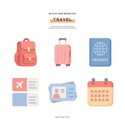 디자인 여행 가방 일러스트 휴가 비행기 여행가방 달력 항공권 여권 여행준비 Suitcase 국내일러스트 AI파일 잡화 항공교통 대중교통 티켓 준비 파일형식 벡터