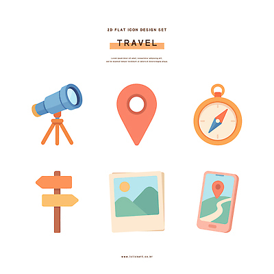 디자인 여행 지도 일러스트 그래픽 여행객 망원경 탐험 나침반 방향 여행용품 탐색 여행준비 국내일러스트 AI파일 사람 오브젝트 준비 파일형식 벡터