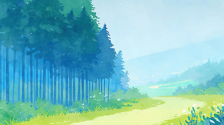 JPG 나무 구름 여행 일러스트 자연 하늘 산 풍경 초록색 여름 평화 고요 산책 숲 오솔길 조용 풍요 국내일러스트 AI일러스트 AI콘텐츠 자연요소 식물 계절 길 컬러 컨셉 휴식 생태계 파일형식