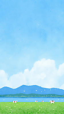 JPG 구름 여유 하늘색 일러스트 자연 하늘 산 풍경 초원 파란색 평화 환경 가축 목초지 목장 농촌 소 생태계 접착풀 국내일러스트 AI일러스트 AI콘텐츠 자연요소 동물 감정 컬러 컨셉 포유류 문구용품 시골 풀_접착제 파일형식 초원_자연