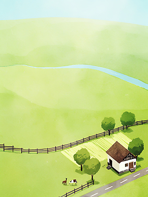 JPG 나무 동물 여유 일러스트 자연 생명 주택 풍경 초원 일상 강 햇빛 농장 평화 환경 농촌 시골 포근함 송아지 국내일러스트 AI일러스트 AI콘텐츠 식물 감정 새끼 컨셉 농업 건물 라이프 태양 감각 소 생태계 파일형식