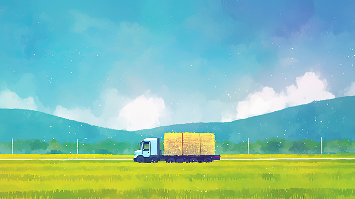 JPG 계절 이동 농업 일러스트 자연 산 풍경 초원 일상 여름 농작물 평화 환경 트럭 운송업 농촌 건초 풍요 국내일러스트 AI일러스트 AI콘텐츠 산업 컨셉 자동차 라이프 시골 생태계 파일형식