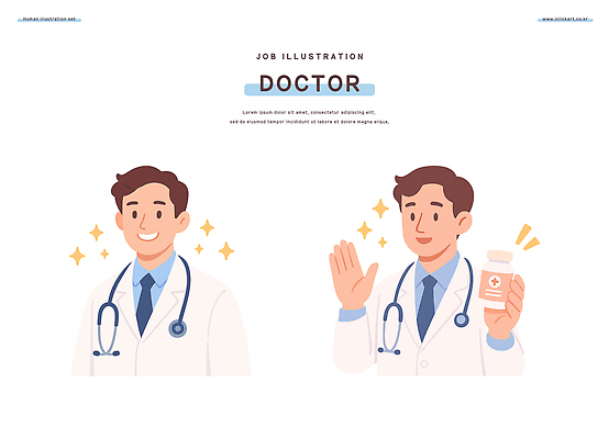 직업 일러스트 의학 건강 치료 약 믿음 진료 환자 의사 서비스 처방 소통 전문 보건 국내일러스트 AI파일 감정 컨셉 의료진 파일형식 벡터