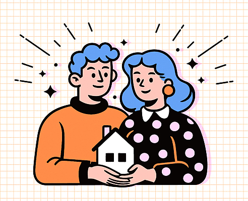 디자인 커플 여자 남자 행복 감정 일러스트 관계 주택 따뜻함 표정 사랑 사람 손짓 일상 모형 긍정 소통 색감 거주 국내일러스트 AI파일 컨셉 모션 건물 라이프 파일형식 벡터