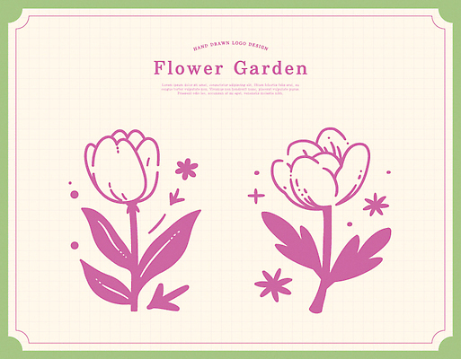 식물 꽃 예술 분홍색 꽃밭 꽃무늬 일러스트 봄꽃 자연 정원 봄 튤립 식물원 화사함 뷰티풀 국내일러스트 AI파일 계절 컬러 컨셉 무늬 생태계 파일형식 벡터
