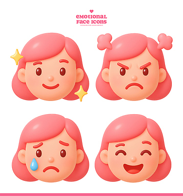 PSD 편집이미지 캐릭터 디자인 행복 감정 표정 귀여움 슬픔 표현 감동 심리 디지털아트 편집3D 컨셉 3D 파일형식