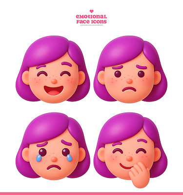 PSD 편집이미지 캐릭터 디자인 감정 얼굴 생각 표정 미소 그래픽 슬픔 표현 눈물 그림 편집3D 신체부위 3D 파일형식