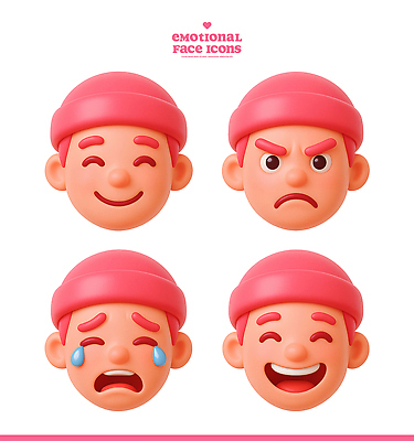 PSD 편집이미지 캐릭터 디자인 감정 표정 기쁨 슬픔 분노 우울감 창의력 편집3D 3D 파일형식