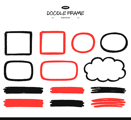 모양 도형 디자인 예술 선 컬러 일러스트 도안 프레임 그래픽 빨간색 필기구 검은색 작업 스케치 배열 테두리 구름모양 단순화된 창의성 국내일러스트 AI파일 문구용품 미술 파일형식 벡터 구름_자연