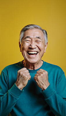 JPG 편집이미지 손 노년 행복 감정 기념 표정 웃음 사람 주먹 기쁨 금색 즐거움 세대 긍정적 밝은색 의료성형뷰티 편집실사 AI포토 AI인물포토 AI콘텐츠 컬러 모션 성인 신체부위 CG 파일형식