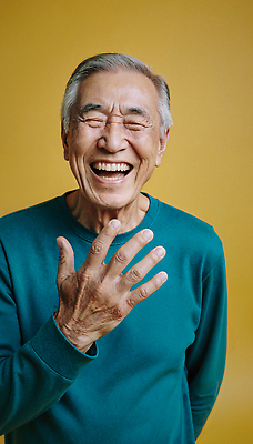 JPG 편집이미지 손 노년 행복 감정 얼굴 포즈 백그라운드 따뜻함 미소 웃음 파란색 노란색 인사 순간 의료성형뷰티 편집실사 AI포토 AI인물포토 AI콘텐츠 컬러 표정 성인 신체부위 예절 CG 파일형식