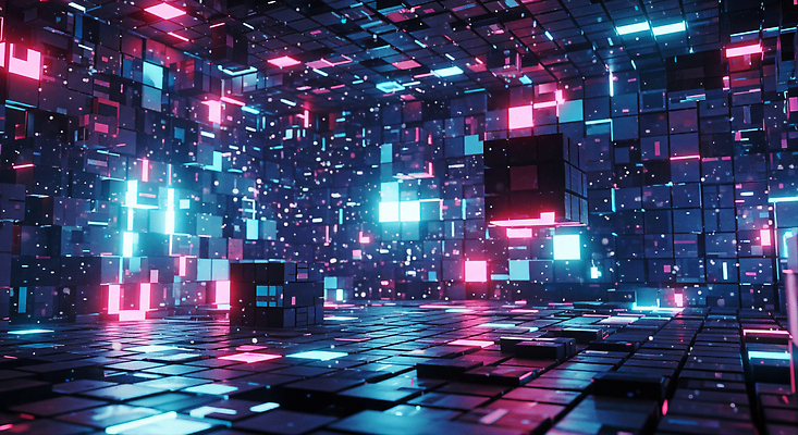 JPG 편집이미지 디자인 예술 컬러 추상 조명 기술 풍경 그래픽 3D 디지털 공간 큐브 디지털아트 환상 편집3D AI컴퓨터그래픽 AI콘텐츠 컨셉 무늬 디지털합성 파일형식