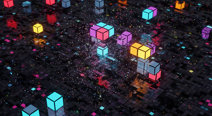 JPG 편집이미지 디자인 예술 컬러 이동 그래픽 빛 3D 디지털 공간 화려 큐브 그림 조화 별빛 픽셀 편집3D AI컴퓨터그래픽 AI콘텐츠 별 컨셉 디지털합성 파일형식