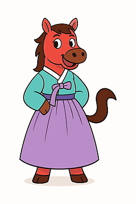 동물 캐릭터 전통 디자인 옷 문화 컬러 일러스트 한국 웃음 친구 귀여움 게임 말_동물 한복 즐거움 그림 일러캐릭터 AI파일 한국전통 감정 아시아 컨셉 포유류 관계 놀이 표정 전통의상 파일형식 벡터