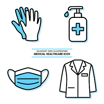 아이콘 장갑 의학 의료기기 건강 마스크 안전 치료 의사 보호 위생 예방 감염 손세정제 2D아이콘 AI파일 잡화 컨셉 의료진 세정제 파일형식 벡터