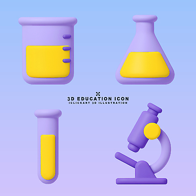 PSD 편집이미지 디자인 교육 컬러 과학 현미경 실험 학습 3D 과학기술 도구 실험실 플라스크 시험관 비커 편집3D 기술 실험기구 디지털합성 파일형식