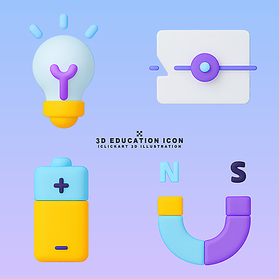 도형 PSD 편집이미지 디자인 교육 컬러 전구 학습 3D 디지털 표현 건전지 자석 창의성 편집3D 카드프레임 프레임 디지털합성 파일형식