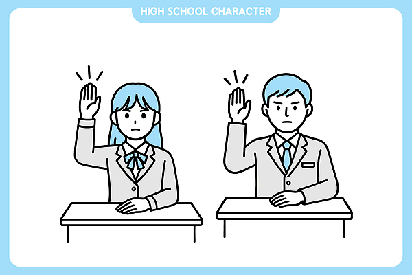 학생 여학생 교육 교복 남학생 일러스트 교실 수업 고등학교 대화 친구 학습 손들기 교사 발표 분위기 질문 소통 참여 일러캐릭터 AI파일 직업 캐릭터 옷 여자 남자 컨셉 학교 관계 모션 말하기 파일형식 벡터