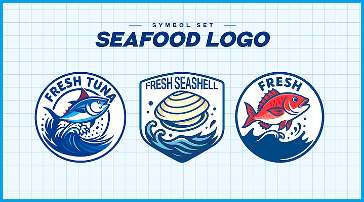 디자인 음식 바다 상징 컬러 일러스트 조개 그래픽 세트 수중동물 신선 참치 심볼 해산물 고등어 마케팅 스타일 브랜딩 국내일러스트 AI파일 동물 어패류 어류 파일형식 벡터