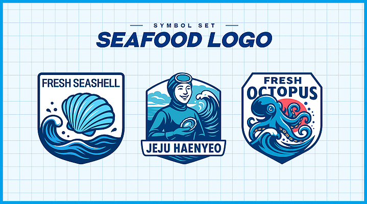 디자인 바다 일러스트 조개 해변 제주도 수중동물 신선 심볼 해산물 문어 해녀 먹거리 시각디자인 국내일러스트 AI파일 동물 직업 음식 어패류 연체동물 한국 파일형식 벡터