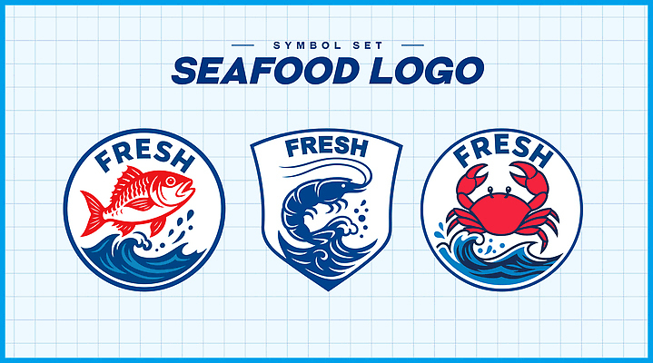 디자인 파도 바다 상징 일러스트 새우 어류 그래픽 수중 수중동물 해물요리 게 심볼 해산물 마케팅 신선도 브랜딩 국내일러스트 AI파일 동물 음식 갑각류 파일형식 벡터