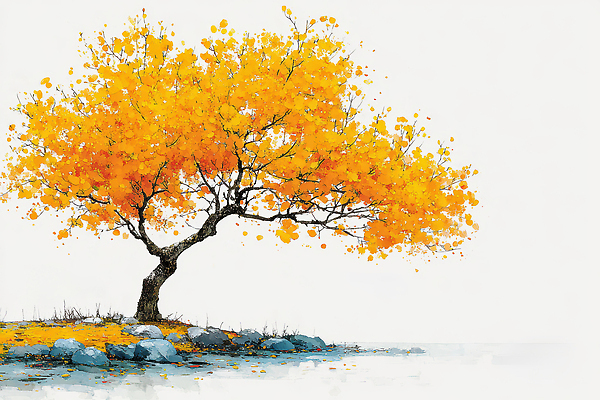 JPG 나무 계절 단풍 일러스트 자연 나뭇잎 풍경 노란색 고요 가을 돌_바위 시세 조용 뷰티풀 차분 국내일러스트 AI일러스트 AI콘텐츠 식물 컬러 컨셉 잎 금융 생태계 파일형식
