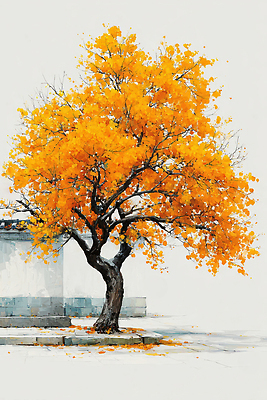 JPG 나무 계절 백그라운드 단풍 잎 일러스트 자연 풍경 햇빛 노란색 고요 가을 조화 뷰티풀 색감 국내일러스트 AI일러스트 AI콘텐츠 식물 컬러 태양 생태계 파일형식