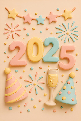 JPG 편집이미지 모자 감정 별 컬러 크리스마스 새해 폭죽 이벤트 장식 파티 축하 샴페인 2025년 편집3D AI컴퓨터그래픽 AI콘텐츠 자연요소 잡화 기념일 컨셉 주류 3D 연도 파일형식