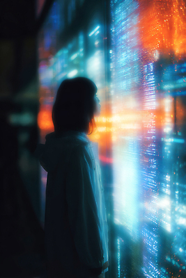 JPG 편집이미지 컬러 야경 미래 기술 사람 빛 디지털 스크린 관찰 도시 야간 의료성형뷰티 경관 편집실사 AI포토 AI인물포토 AI콘텐츠 자연요소 컨셉 모션 풍경 CG 파일형식 풍경_경치