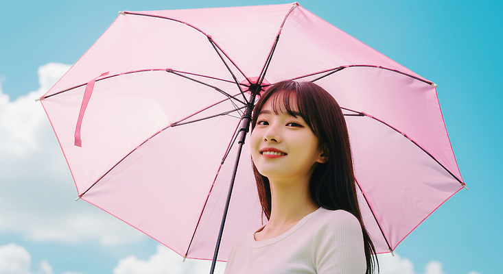 JPG 편집이미지 여자 여유 자연 날씨 미소 웃음 햇빛 기쁨 즐거움 외출 의료성형뷰티 편집실사 AI포토 AI인물포토 AI콘텐츠 감정 표정 사람 태양 CG 생태계 파일형식