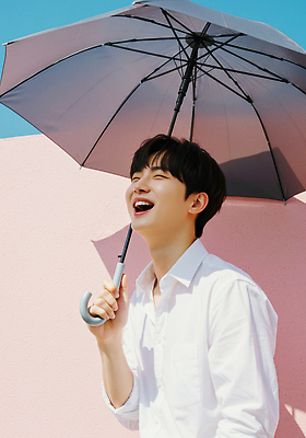 JPG 편집이미지 행복 우산 자연 웃음 소년 상반신 청년 여름 청춘 즐거움 이미지 의료성형뷰티 편집실사 AI포토 AI인물포토 AI콘텐츠 계절 남자 감정 어린이 컨셉 표정 성인 CG 생태계 파일형식