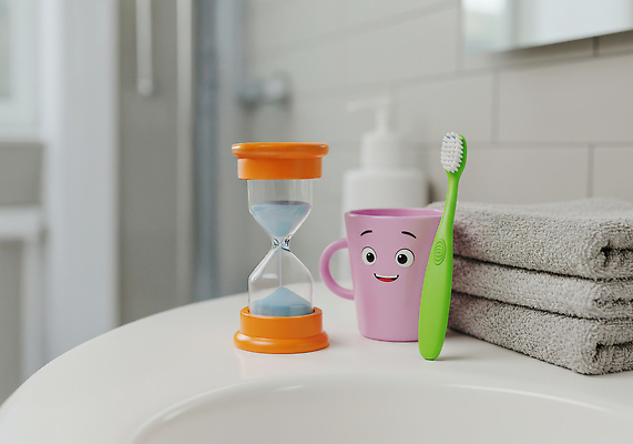 JPG 편집이미지 분홍색 생활용품 가족 컵 초록색 수건 주황색 욕실 위생 칫솔 세면대 타이머 편집실사 AI포토 AI콘텐츠 식기 컬러 관계 위생용품 CG 오브젝트 파일형식