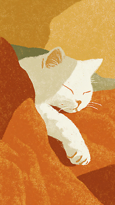 JPG 동물 캐릭터 예술 일러스트 자연 아침 휴식 주택 따뜻함 사람 일상 귀여움 고양이 흰색 수면 포근함 편안함 담요 낮잠 색감 국내일러스트 AI일러스트 AI콘텐츠 주간 컬러 컨셉 포유류 건물 라이프 물 반려동물 잠 감각 생태계 파일형식